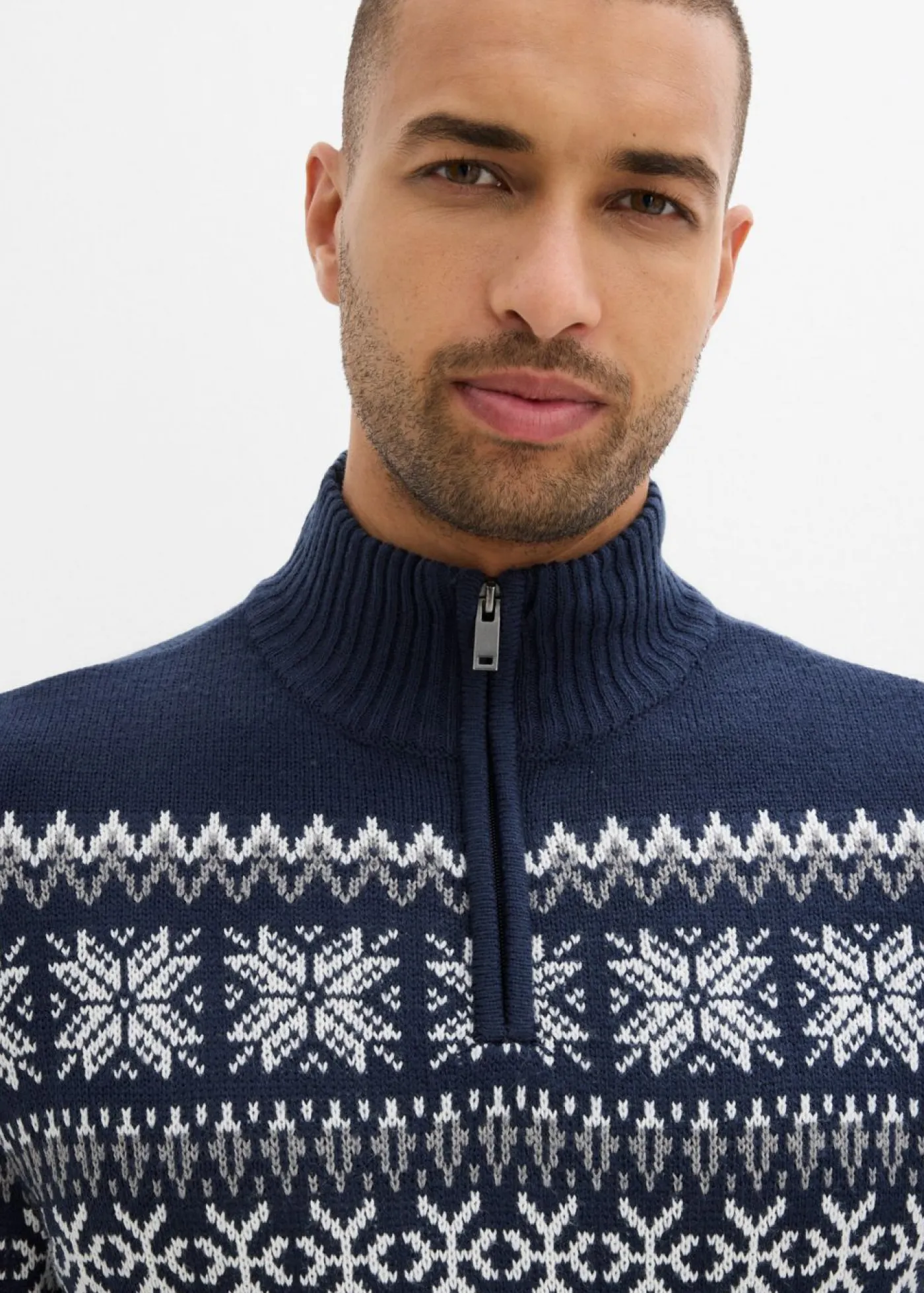 bonprix bonprix Jerséis Y Cárdigans>Jersey de estilo noruego Gris jaspeado-azul oscuro