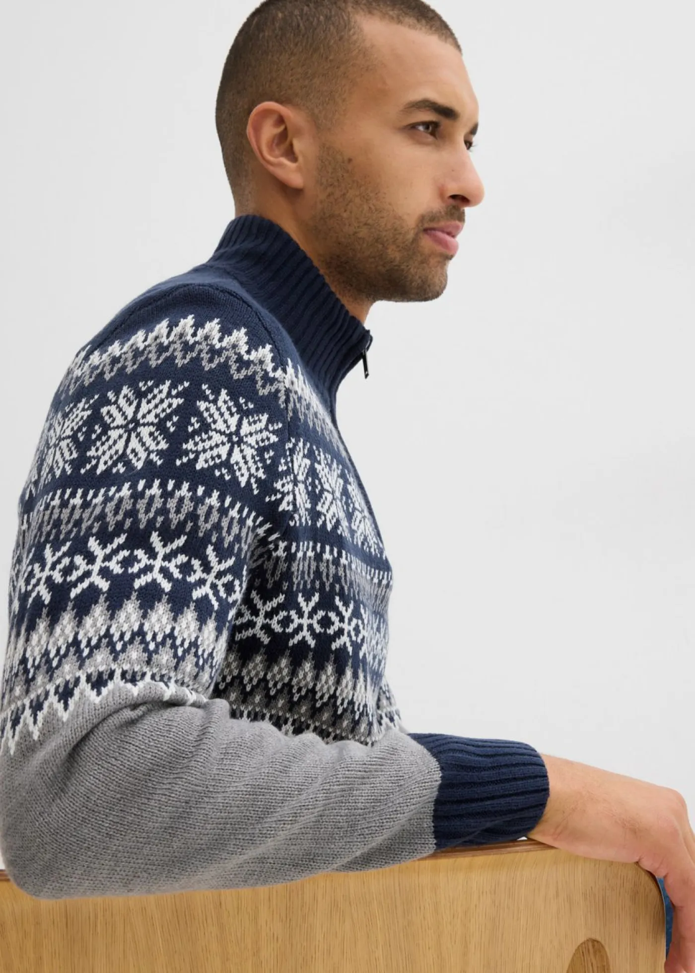 bonprix bonprix Jerséis Y Cárdigans>Jersey de estilo noruego Gris jaspeado-azul oscuro