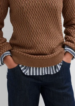 Mujer bonprix bonprix Jersey de mezcla de algodón con punto estructurado