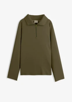 Mujer bonprix bonprix Jersey de mezcla de viscosa con cuello troyer