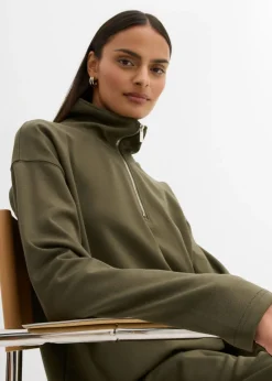 Mujer bonprix bonprix Jersey de mezcla de viscosa con cuello troyer