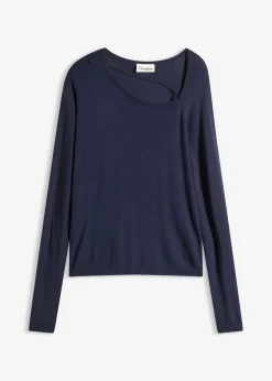 bonprix bonprix Jerséis|Ropa De Punto>Jersey de mezcla de viscosa fluida Azul marino