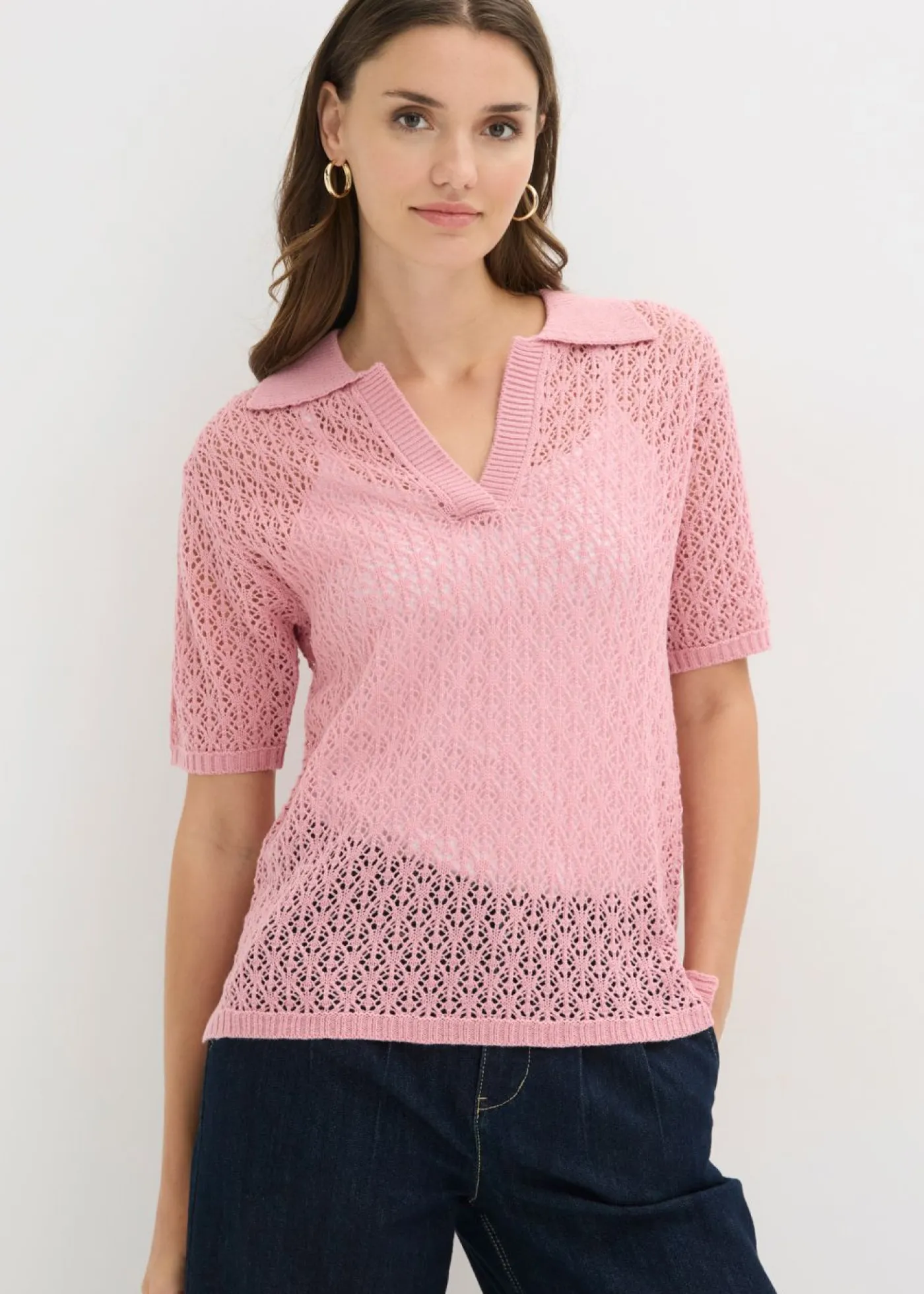 bonprix bonprix Jerséis|Novedades>Jersey de punto ajour orquídea ahumado