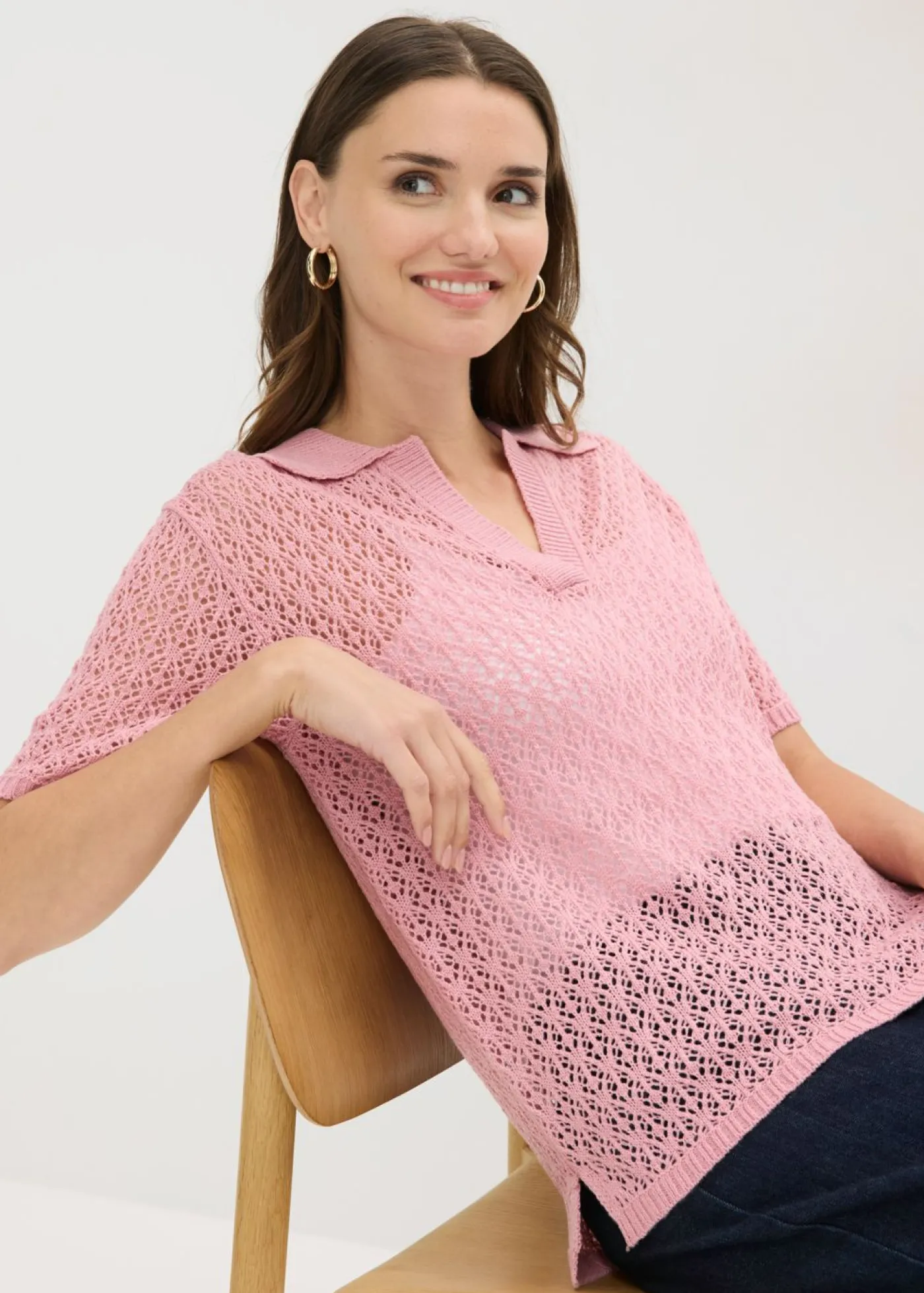 bonprix bonprix Jerséis|Novedades>Jersey de punto ajour orquídea ahumado