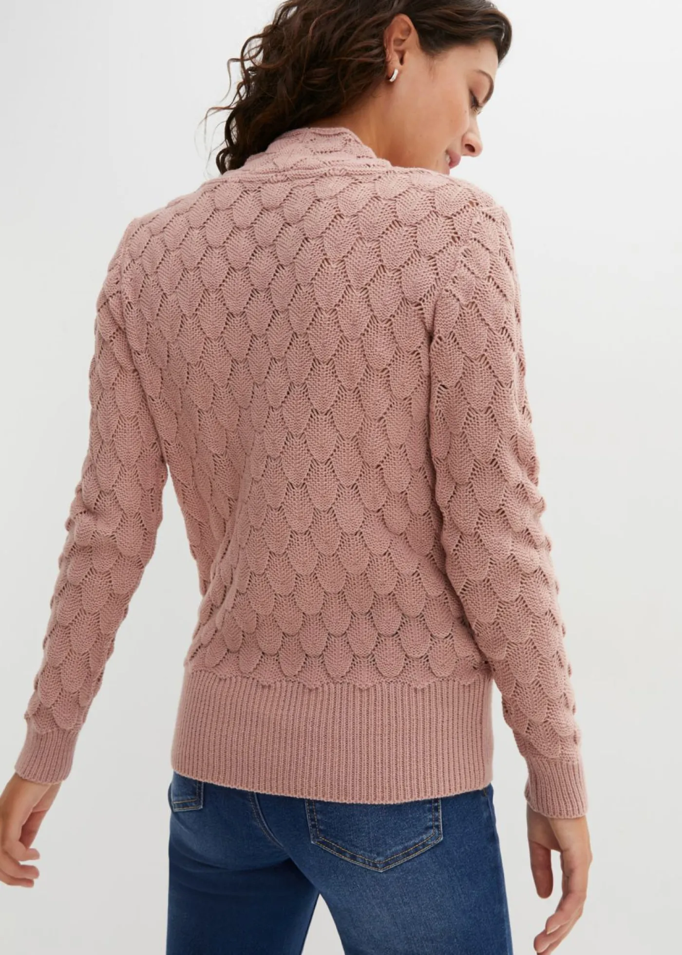bonprix bonprix Jerséis|Ropa De Punto>Jersey de punto ajour con aspecto cruzado Rosa palo