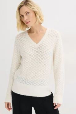 bonprix bonprix Jerséis|Ropa De Punto>Jersey de punto ajour con hilo suave blanco perla