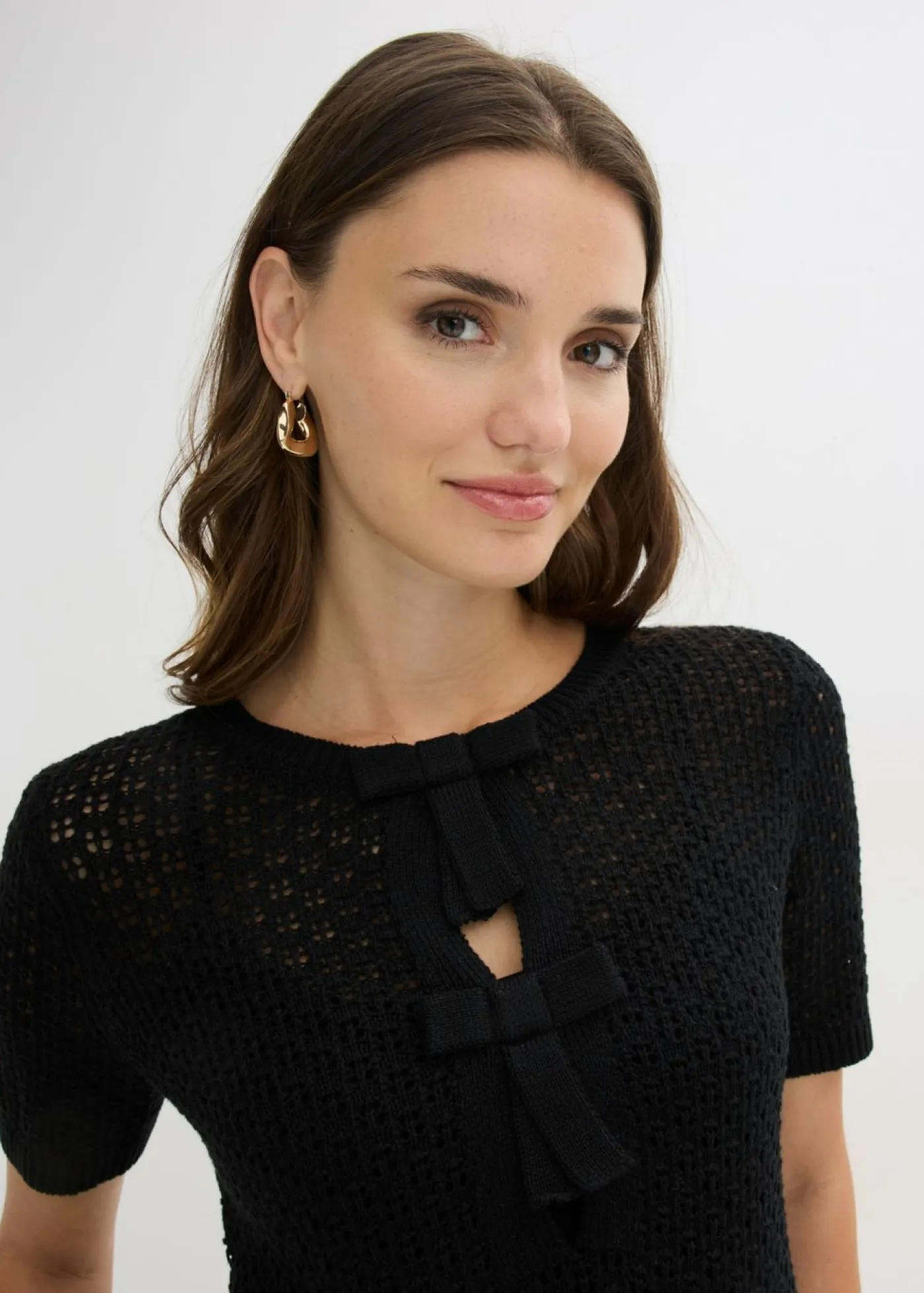 Mujer bonprix bonprix Jersey de punto ajour de mezcla de algodón