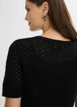 Mujer bonprix bonprix Jersey de punto ajour de mezcla de algodón