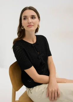 Mujer bonprix bonprix Jersey de punto ajour de mezcla de algodón