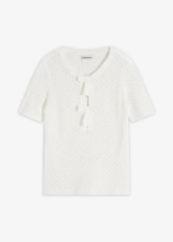 Mujer bonprix bonprix Jersey de punto ajour de mezcla de algodón