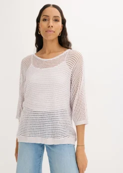 Mujer bonprix bonprix Jersey de punto ajour de mezcla de viscosa