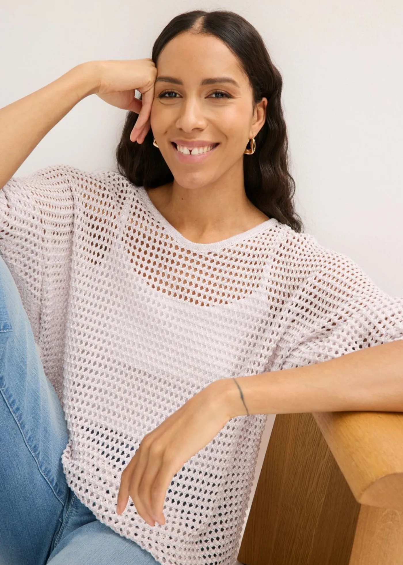 Mujer bonprix bonprix Jersey de punto ajour de mezcla de viscosa