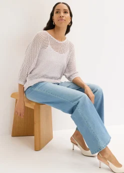 Mujer bonprix bonprix Jersey de punto ajour de mezcla de viscosa