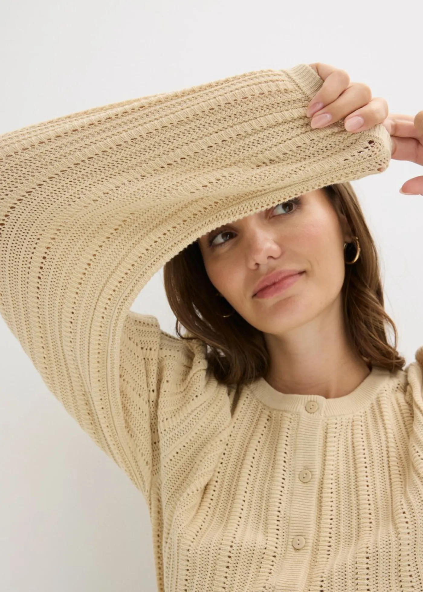 Mujer bonprix bonprix Jersey de punto ajour en mezcla de algodón