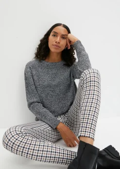 Mujer bonprix bonprix Jersey de punto con cuello redondo jaspeado