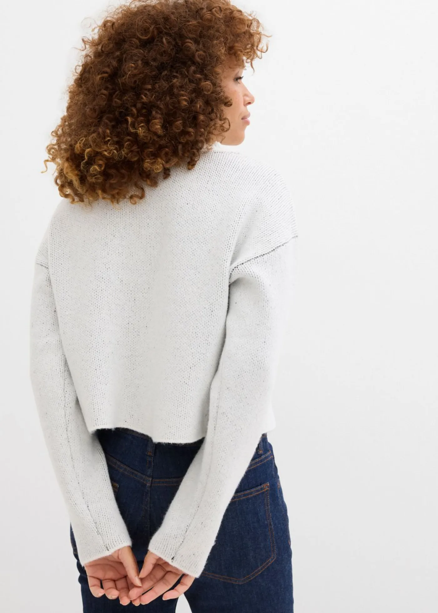 bonprix bonprix Jerséis|Ropa De Punto>Jersey de punto con lazo Blanco lana