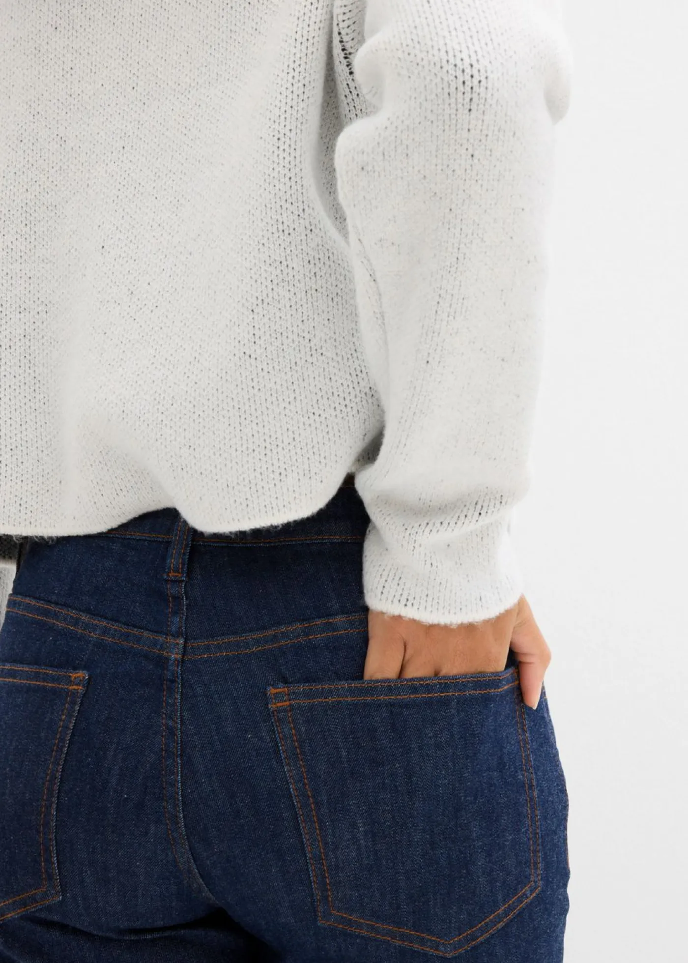 bonprix bonprix Jerséis|Ropa De Punto>Jersey de punto con lazo Blanco lana