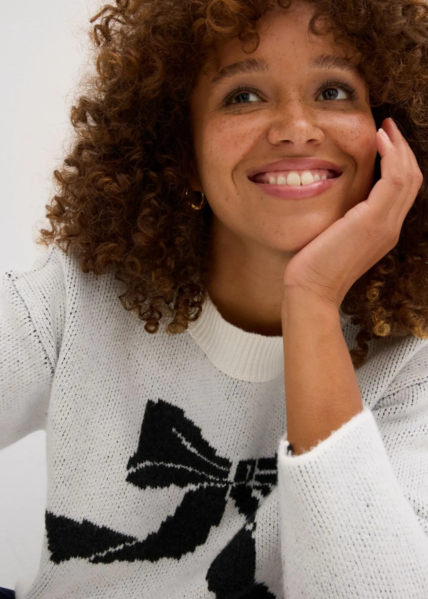 bonprix bonprix Jerséis|Ropa De Punto>Jersey de punto con lazo Blanco lana