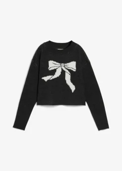 bonprix bonprix Jerséis|Ropa De Punto>Jersey de punto con lazo Antracita jaspeado