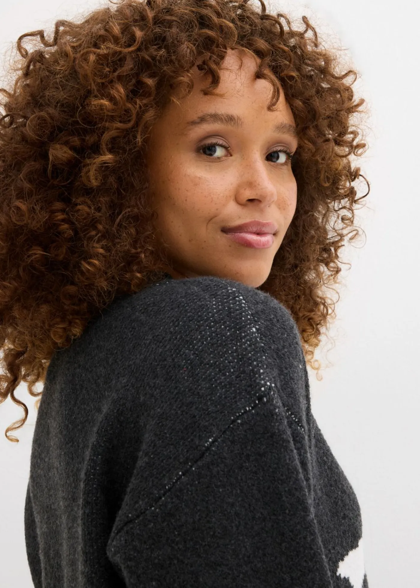 bonprix bonprix Jerséis|Ropa De Punto>Jersey de punto con lazo Antracita jaspeado