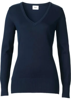 bonprix bonprix Básicos|Jerséis>Jersey de punto fino Azul marino