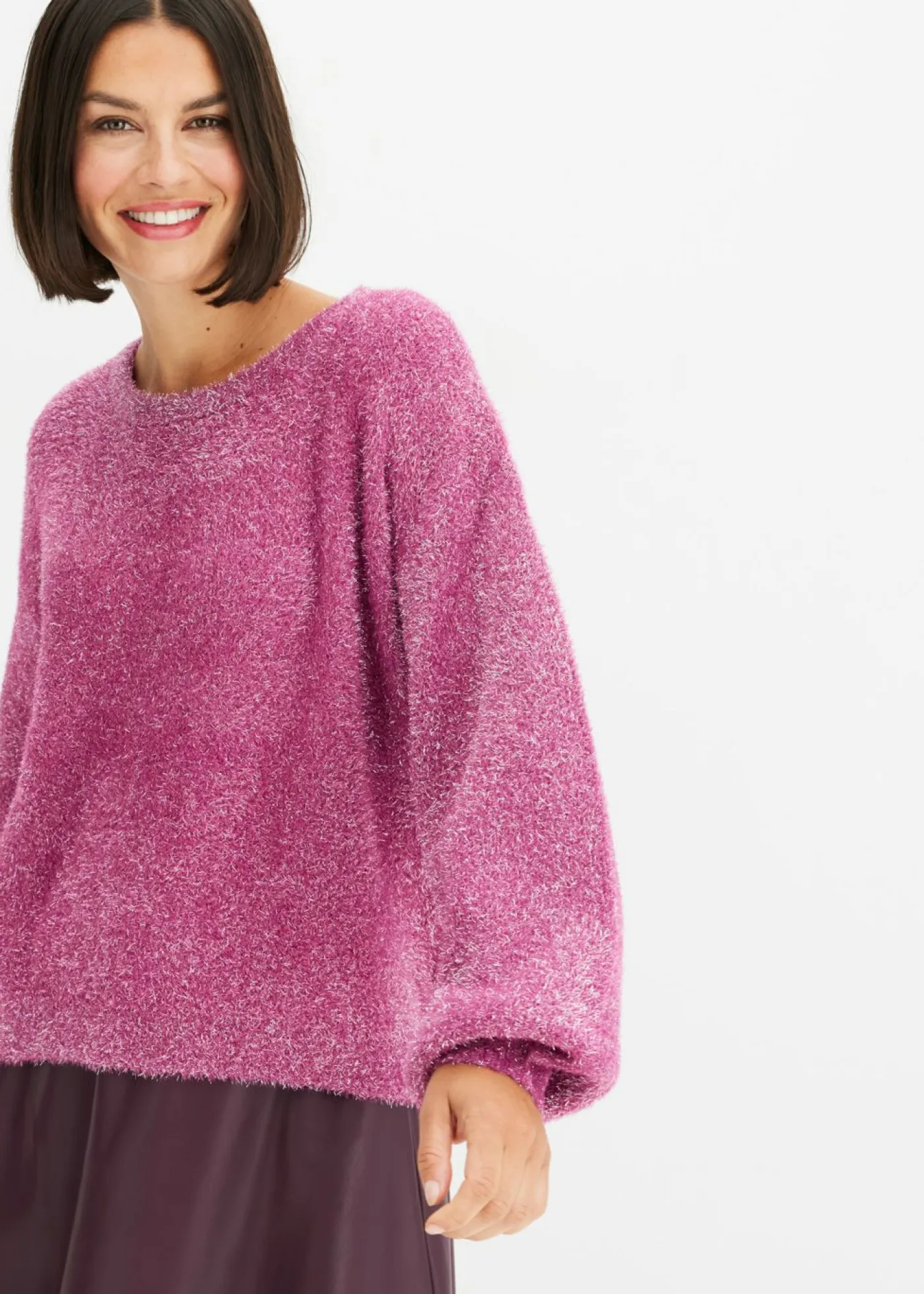 bonprix bonprix Jerséis|Ropa De Punto>Jersey de punto fino orquídea púrpura-plata