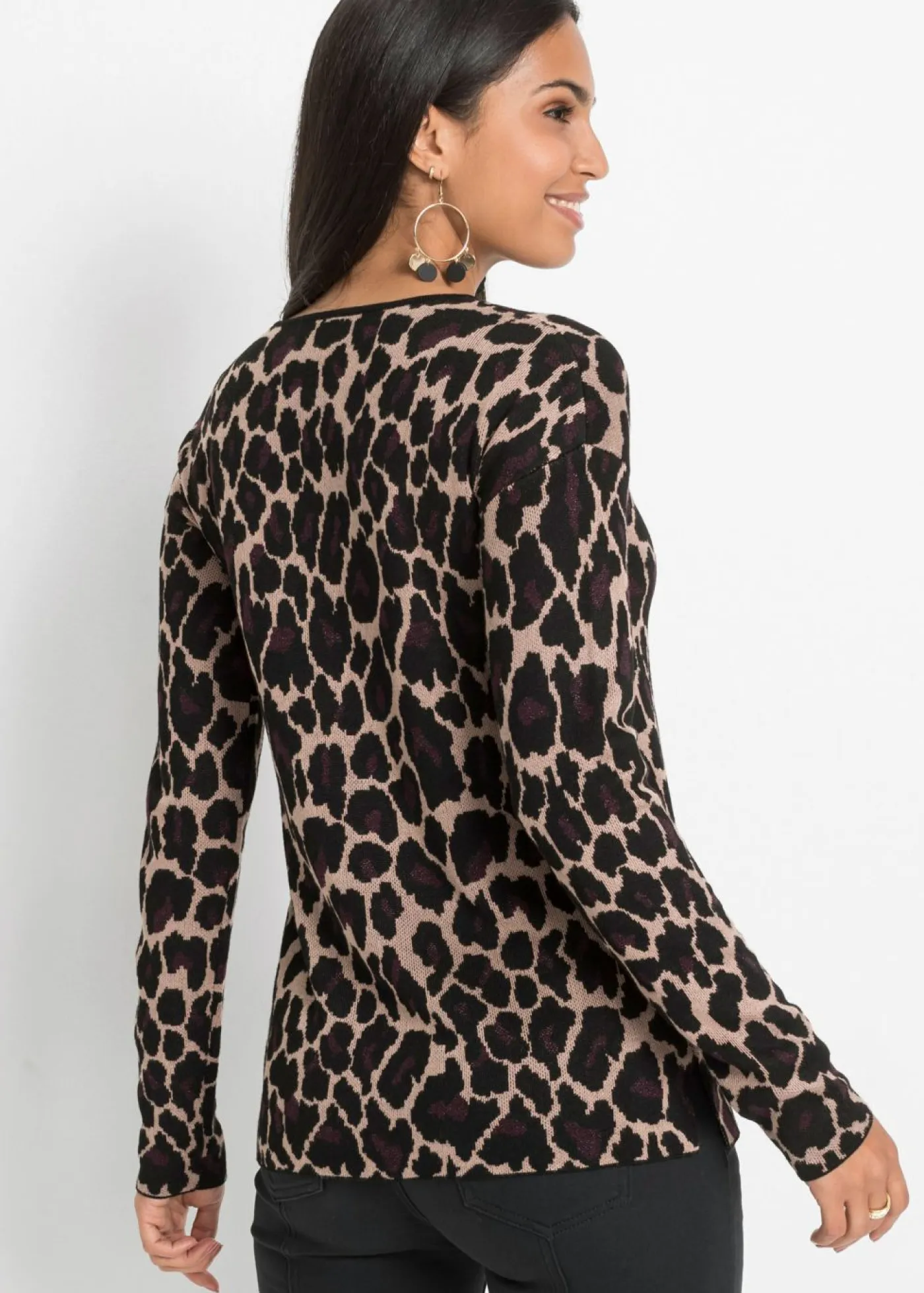 bonprix bonprix Jerséis|Ropa De Punto>Jersey de punto fino estampado leo beige