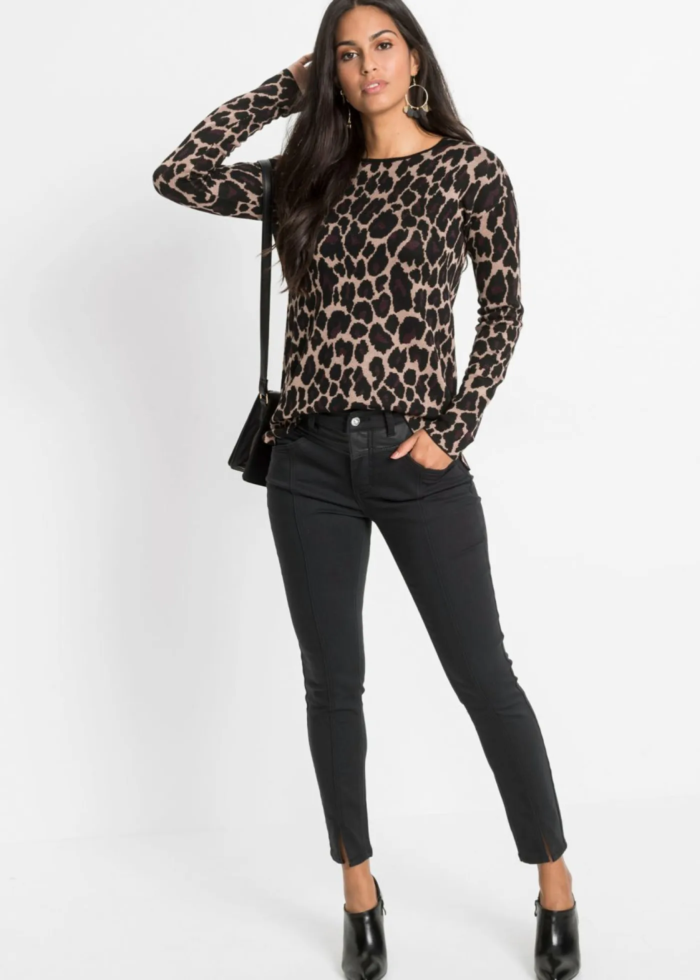 bonprix bonprix Jerséis|Ropa De Punto>Jersey de punto fino estampado leo beige