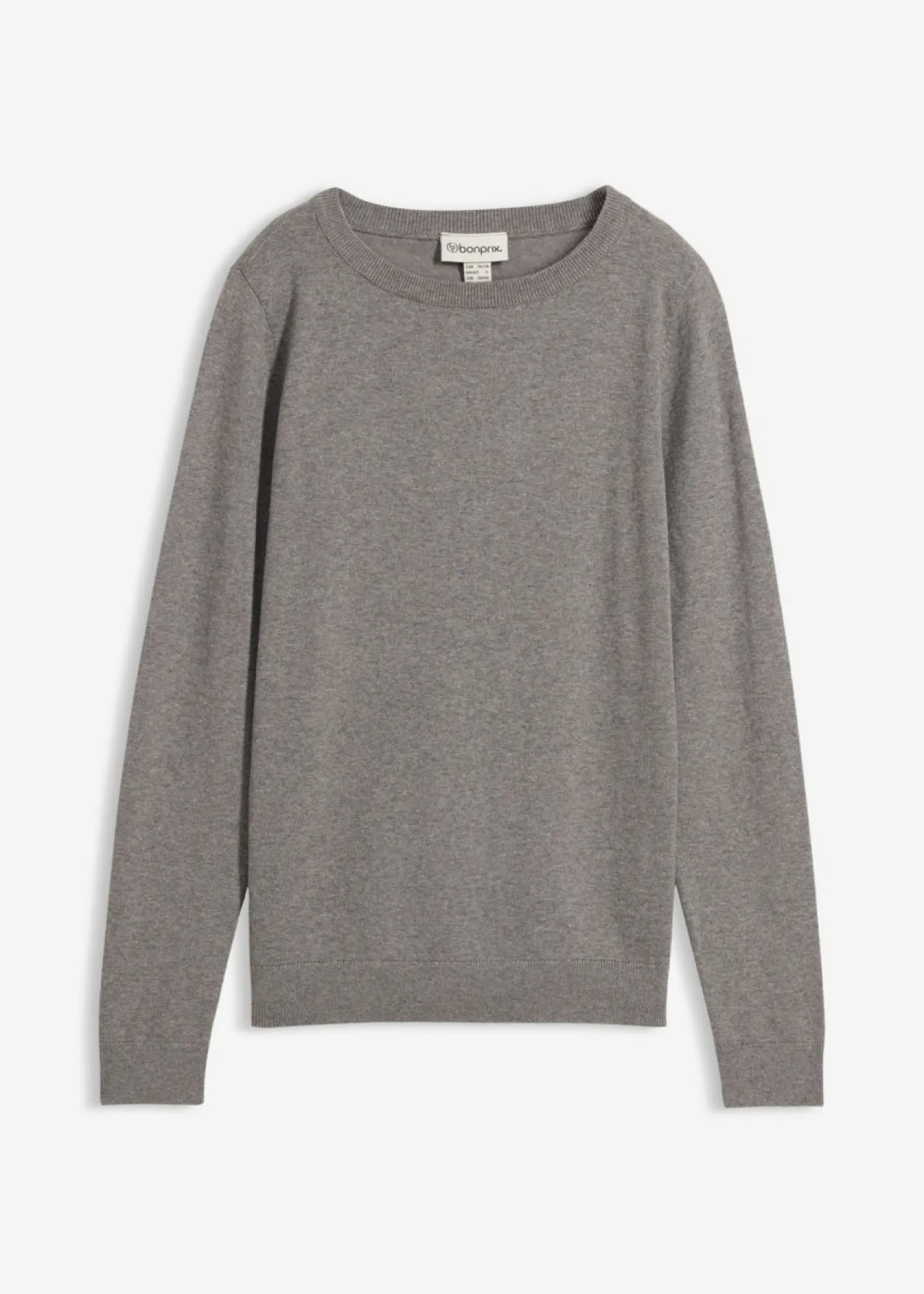 bonprix bonprix Básicos|Jerséis>Jersey de punto fino gris jaspeado moteado