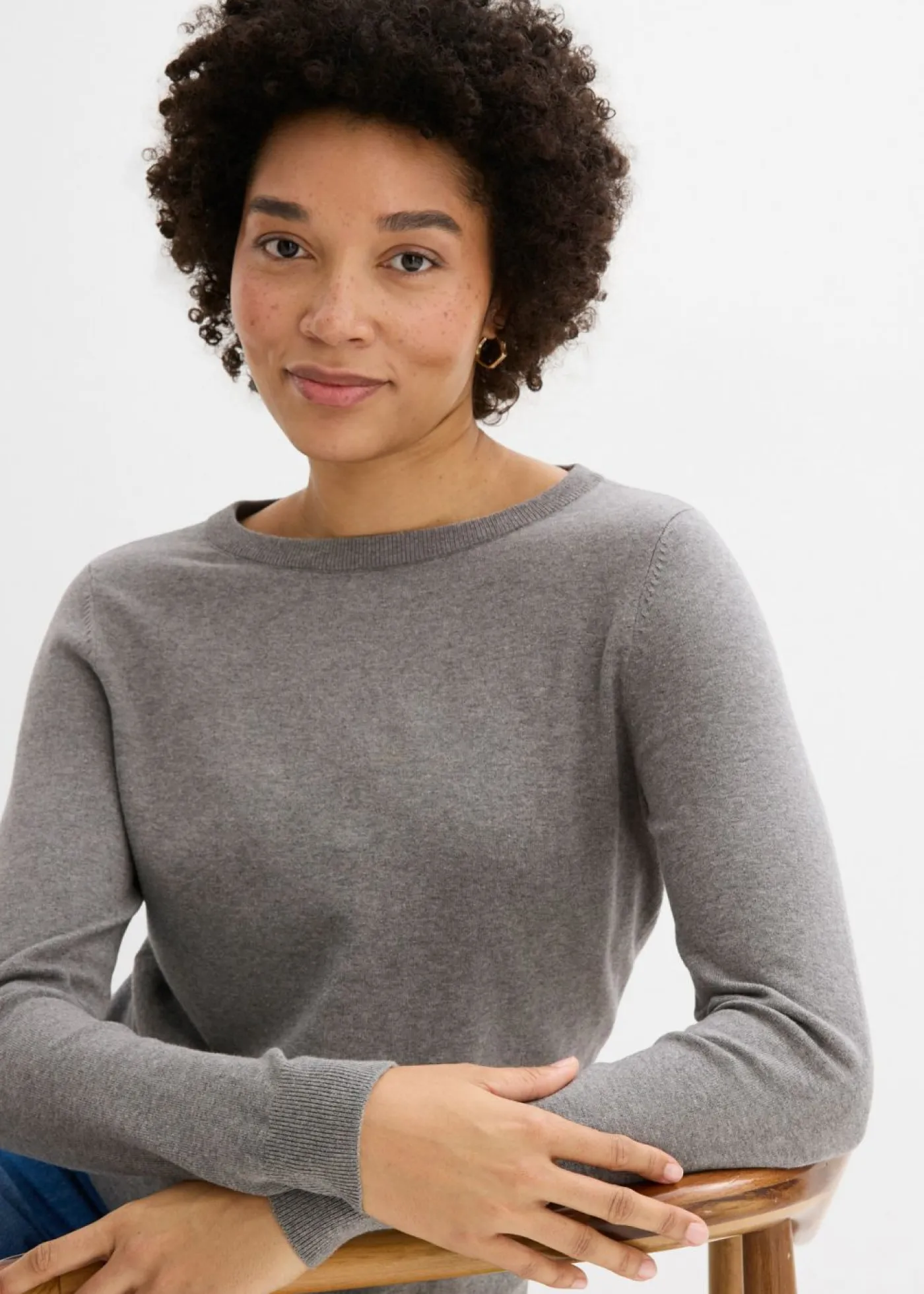 bonprix bonprix Básicos|Jerséis>Jersey de punto fino gris jaspeado moteado