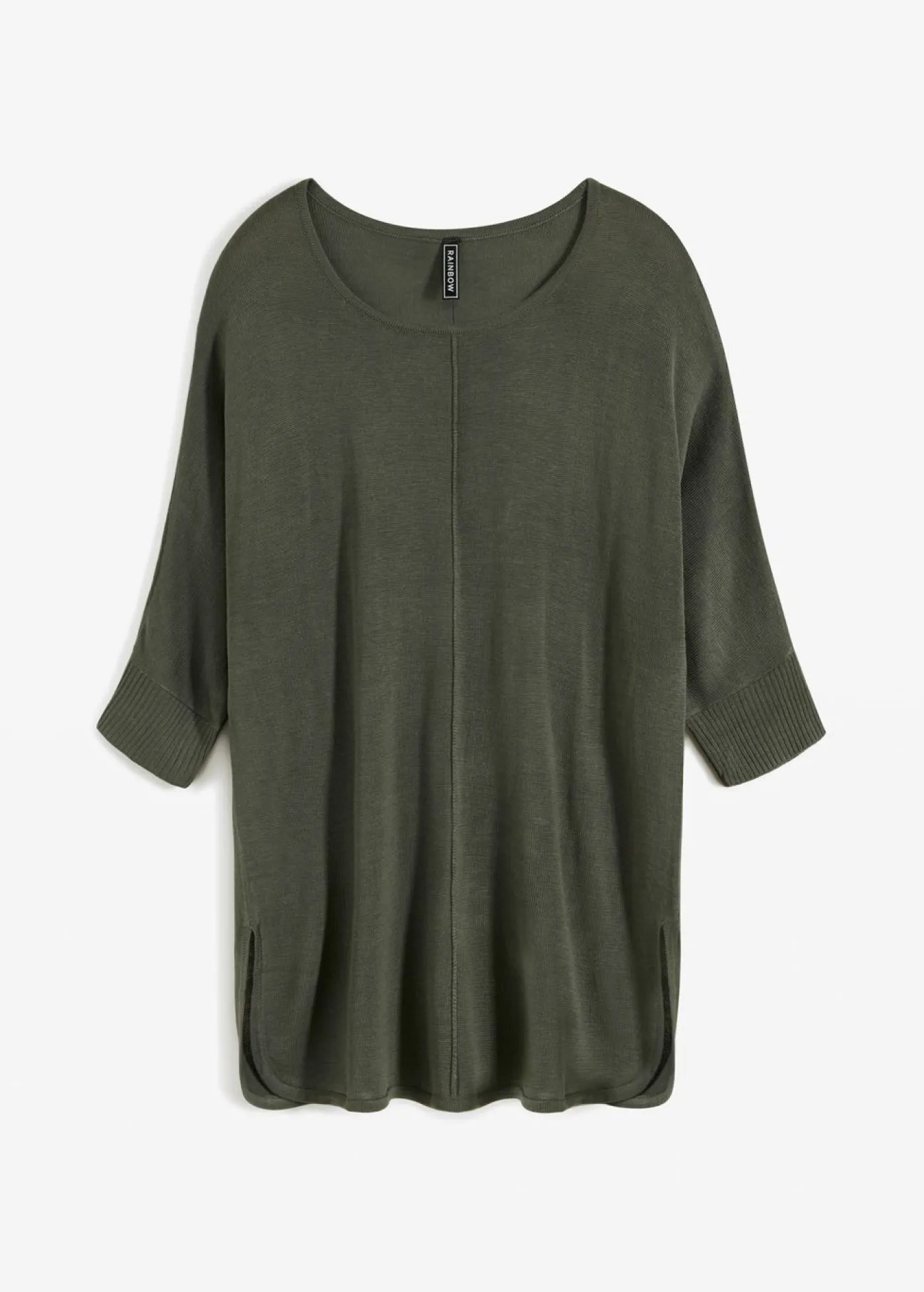 bonprix bonprix Jerséis|Ropa De Punto>Jersey de punto fino con mangas 3/4 Verde eucalipto