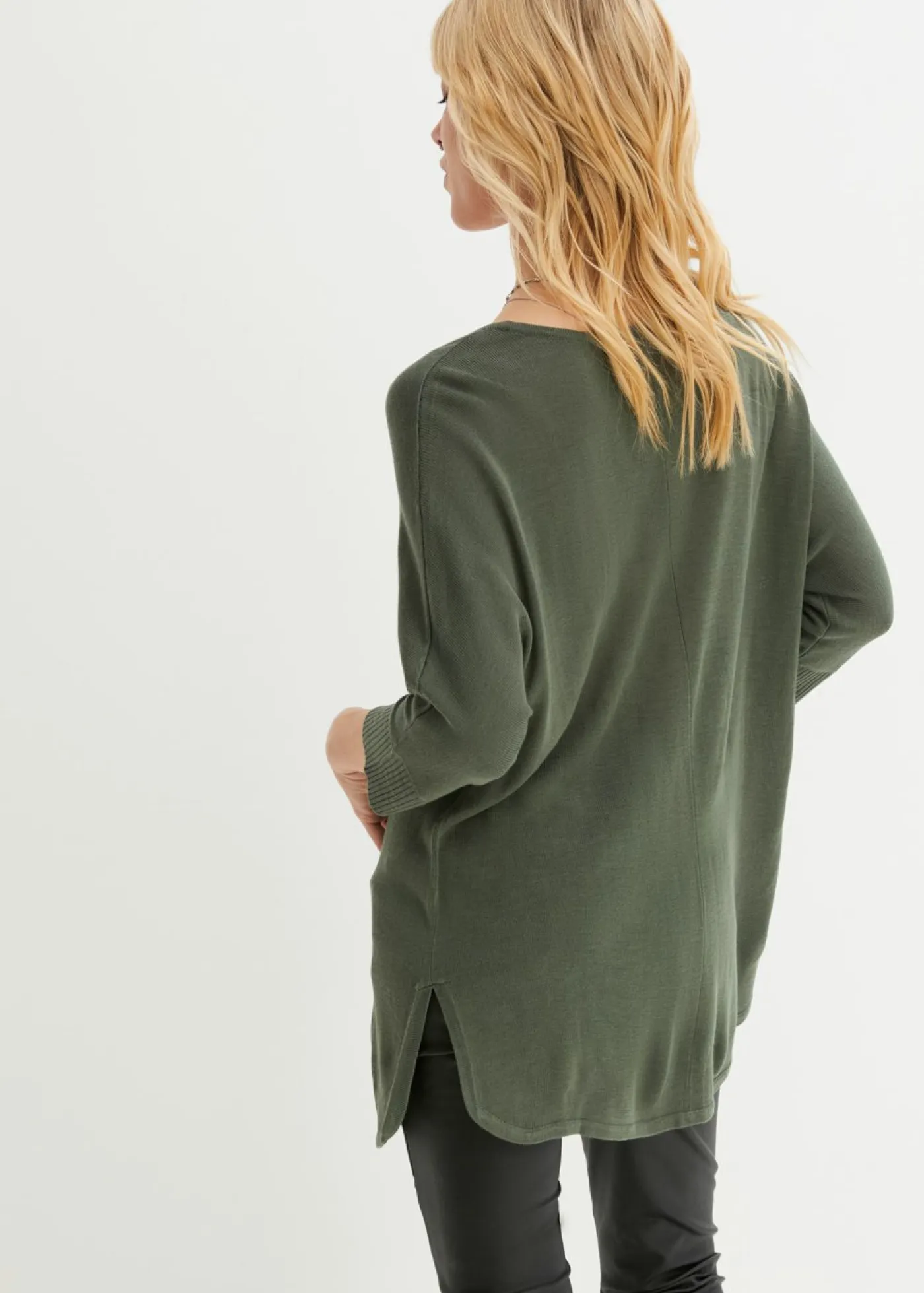 bonprix bonprix Jerséis|Ropa De Punto>Jersey de punto fino con mangas 3/4 Verde eucalipto