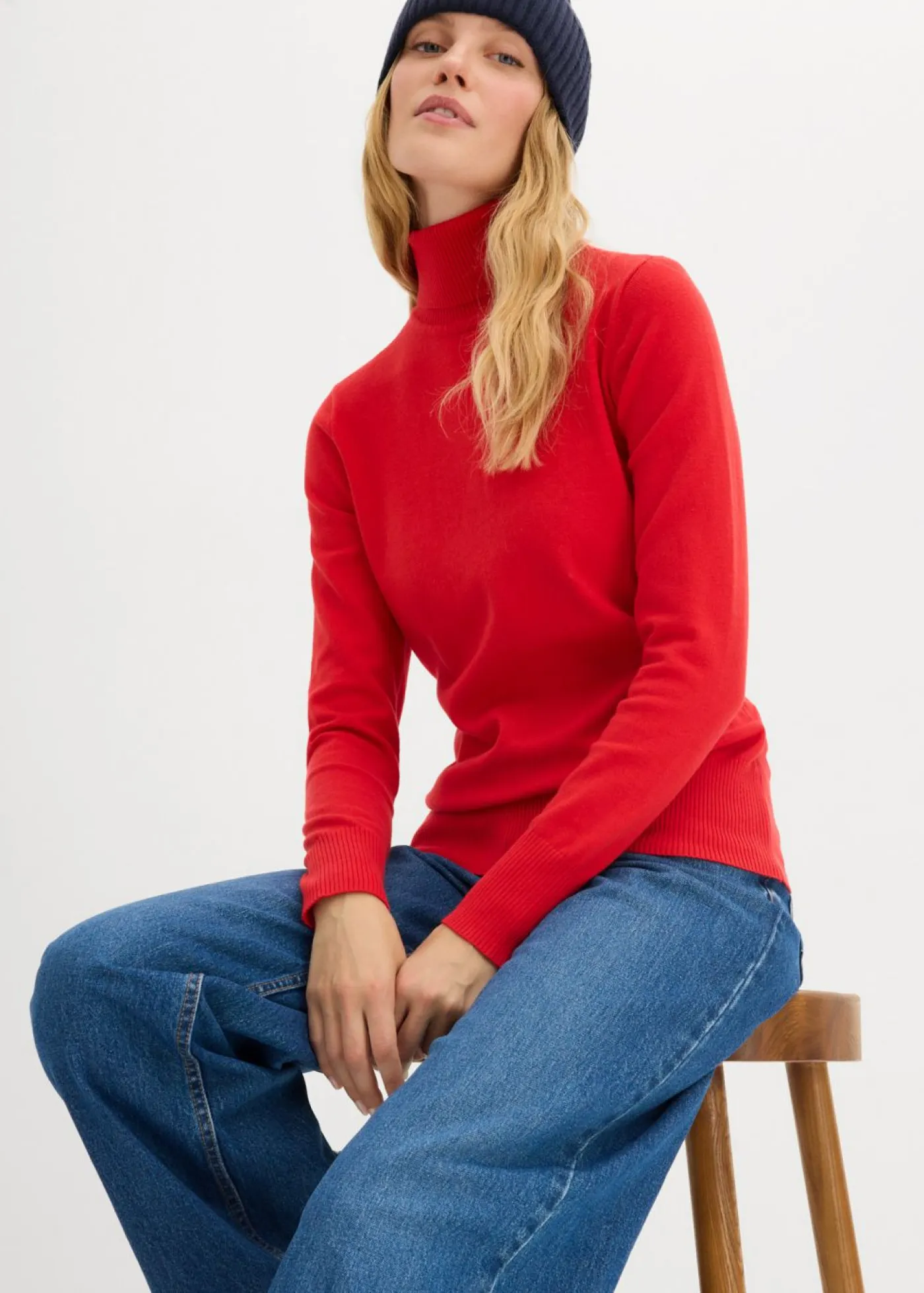 Mujer bonprix bonprix Jersey de punto fino con cuello alto