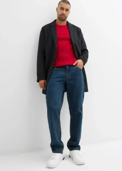 Hombre bonprix bonprix Jersey de punto fino con patrón trenzado de suave mezcla de algodón, slim fit