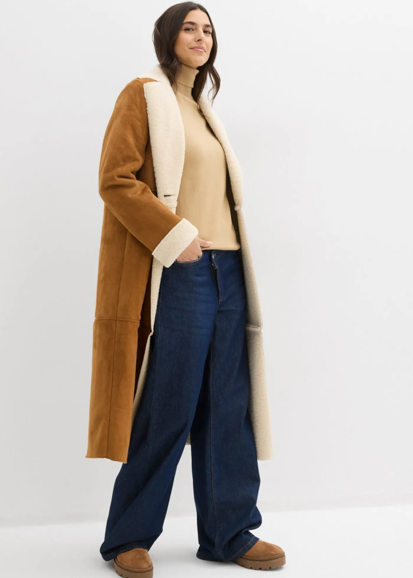 bonprix bonprix Básicos|Jerséis>Jersey de punto fino con cuello alto Caqui claro