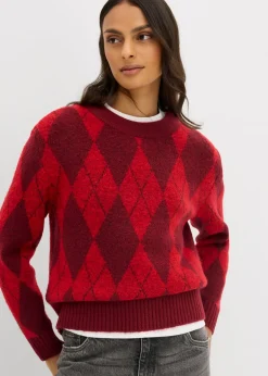 Mujer bonprix bonprix Jersey de punto fino con estampado a cuadros