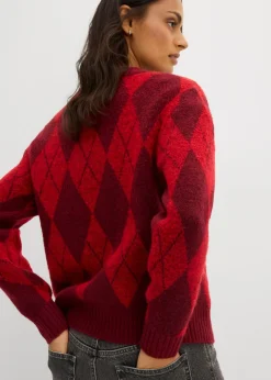 Mujer bonprix bonprix Jersey de punto fino con estampado a cuadros