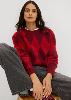 Mujer bonprix bonprix Jersey de punto fino con estampado a cuadros