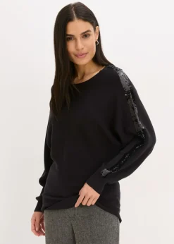 bonprix bonprix Jerséis|Ropa De Punto>Jersey de punto fino con lentejuelas Negro