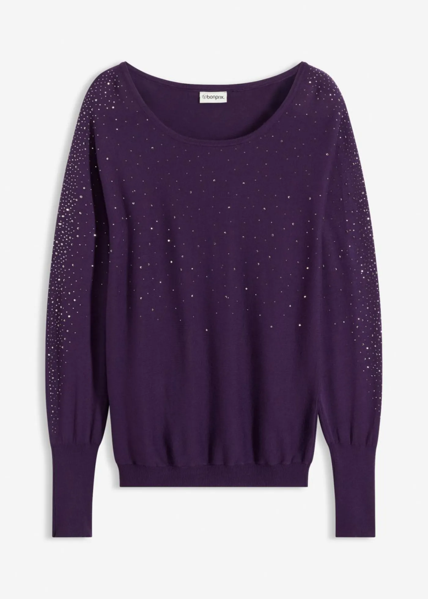 Mujer bonprix bonprix Jersey de punto fino con aplicación de piedras brillantes