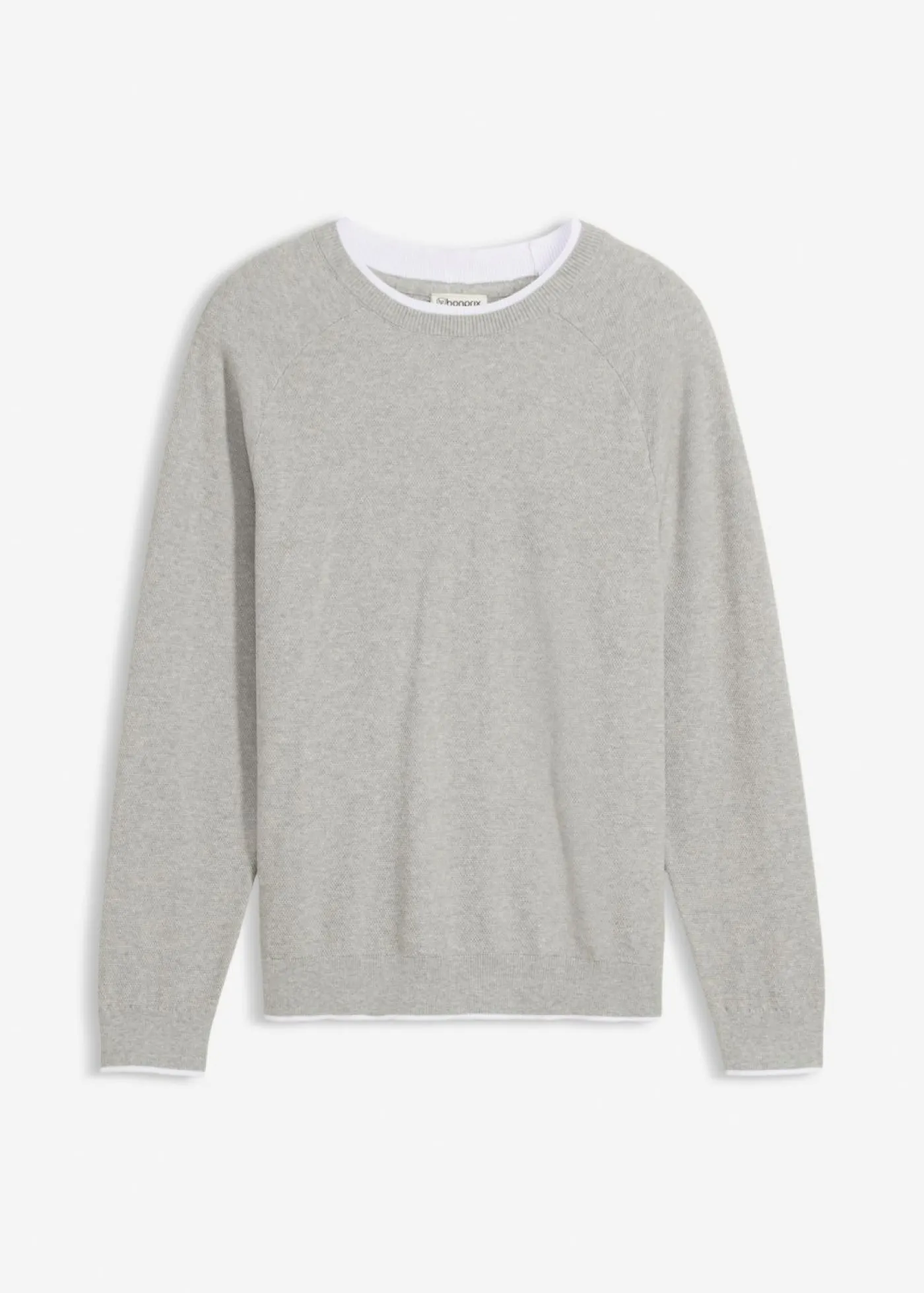 bonprix bonprix Jerséis Y Cárdigans>Jersey de punto fino con cuello doble Gris claro jaspeado