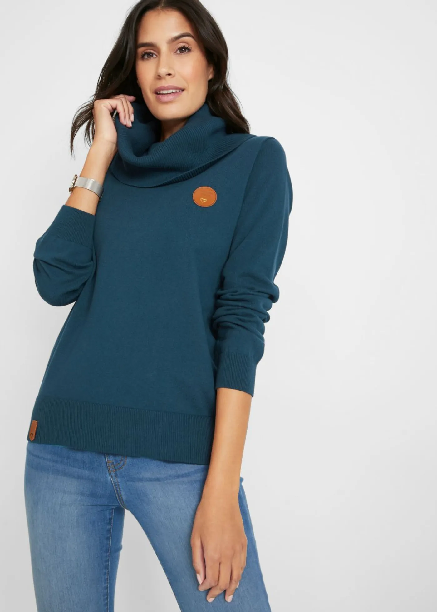 Mujer bonprix bonprix Jersey de punto fino con cuello ancho