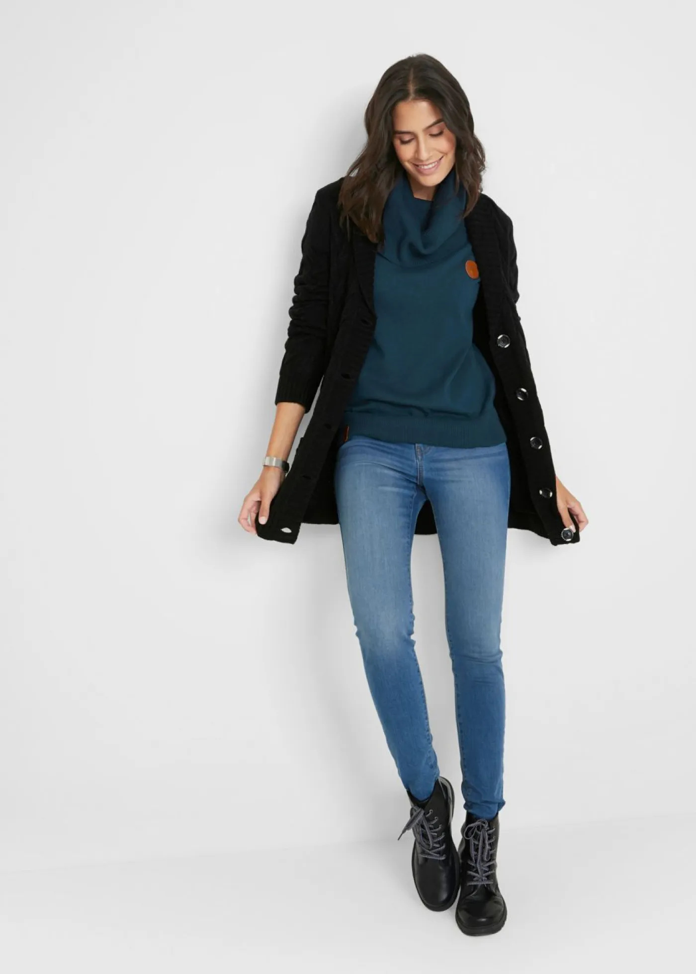 Mujer bonprix bonprix Jersey de punto fino con cuello ancho