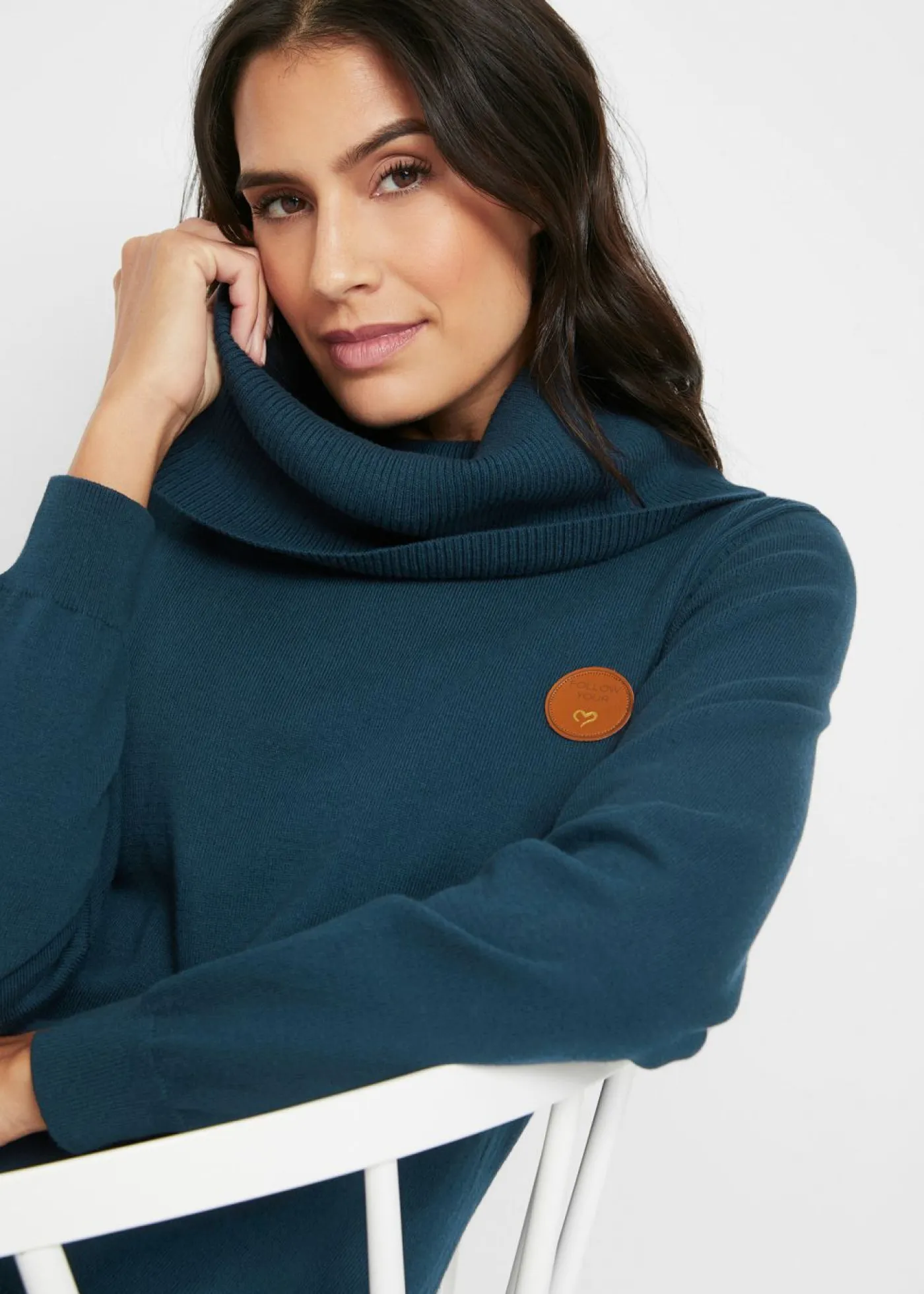 Mujer bonprix bonprix Jersey de punto fino con cuello ancho