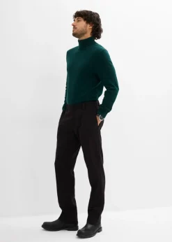 Hombre bonprix bonprix Jersey de punto fino con lana merina de calidad con cuello vuelto y corte ajustado