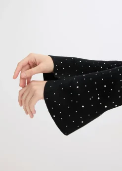 Mujer bonprix bonprix Jersey de punto fino con mangas acampanadas decoradas