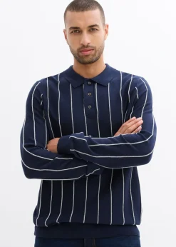 bonprix bonprix Jerséis Y Cárdigans>Jersey de punto fino con corte regular azul marino-blanco perla rayas verticales