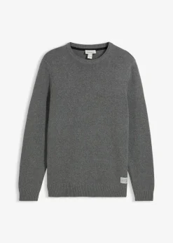 bonprix bonprix Básicos En Rebajas|Jerséis Y Cárdigans>Jersey de punto fino con algodón reciclado Gris jaspeado