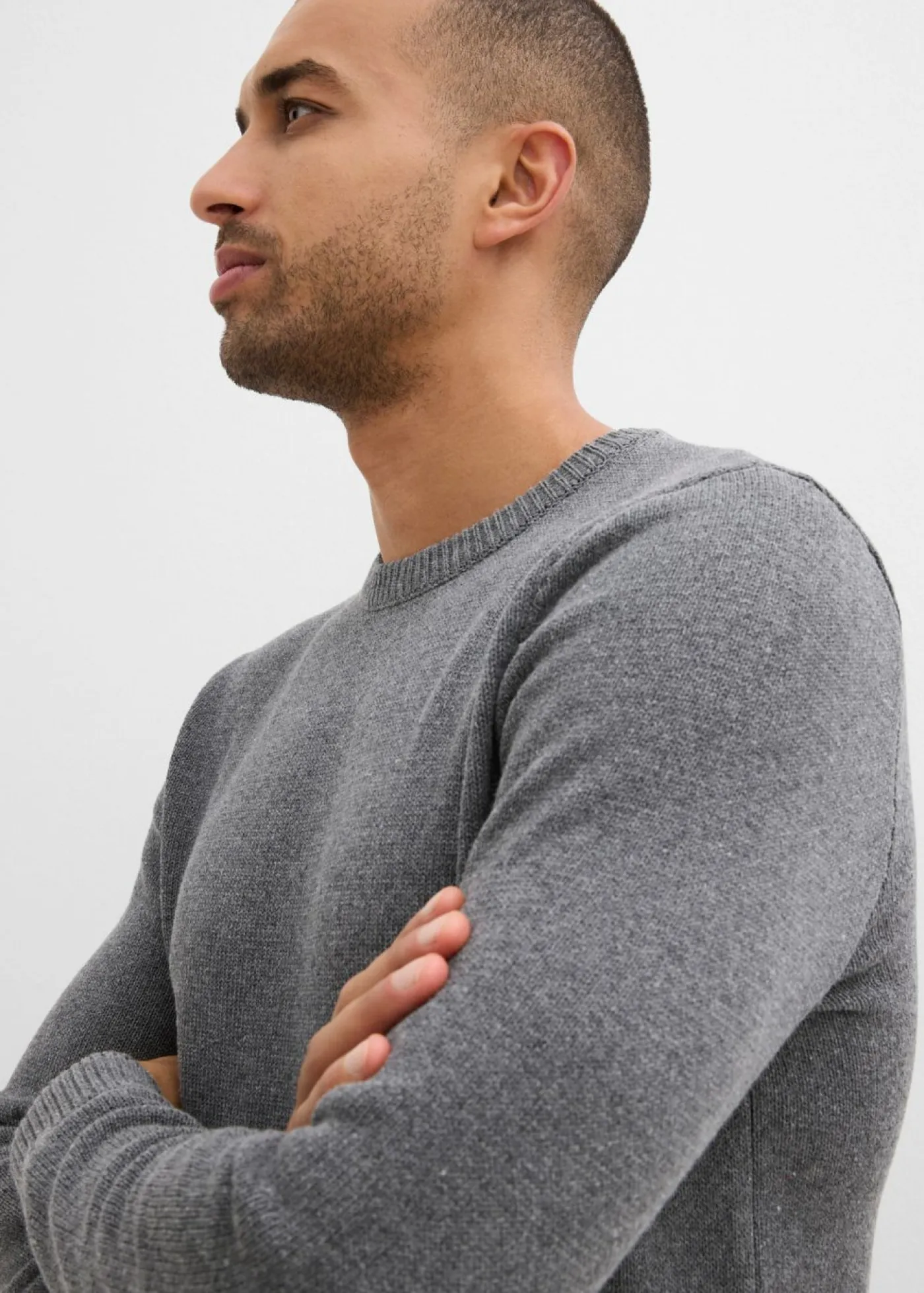 bonprix bonprix Básicos En Rebajas|Jerséis Y Cárdigans>Jersey de punto fino con algodón reciclado Gris jaspeado