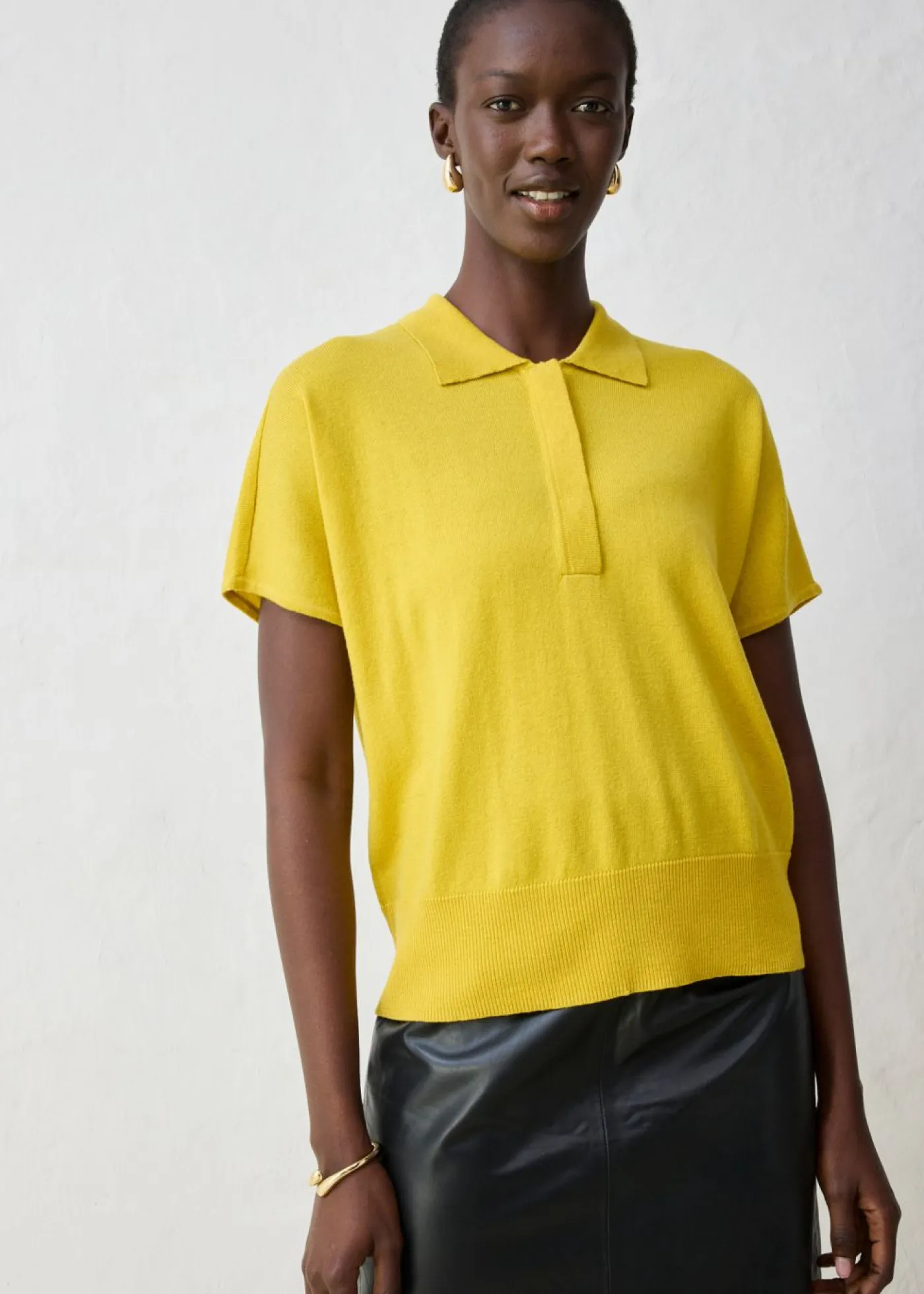 Mujer bonprix bonprix Jersey de punto fino con contenido de seda y cuello tipo polo